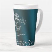 Tasse Latte Monogramme de la Couronne brillant vert (Angle droit)