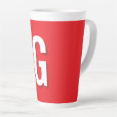Tasse Latte Monogramme de lettre initiale rouge blanc simple (Angle droit)