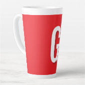 Tasse Latte Monogramme de lettre initiale rouge blanc simple (Angle gauche)