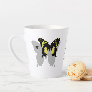 Tasse Latte Monogramme de l'ombre des papillons jamaïcains