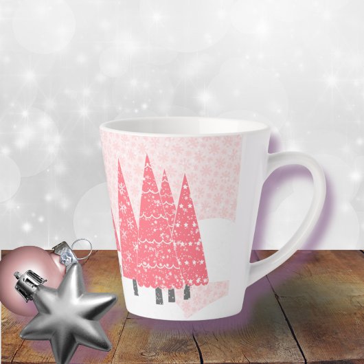 Tasse Latte Monogramme de Noël rose moderne