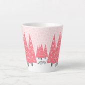 Tasse Latte Monogramme de Noël rose moderne (Devant)