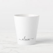 Tasse Latte Monogramme de nom de fille de script moderne noir (Devant)