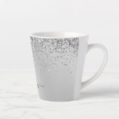 Tasse Latte Monogramme de nom en métal à paillettes scintillan (Droite)