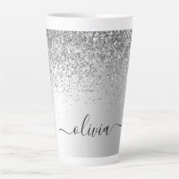 Monogramme de nom en métal pailleté argent