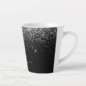 Tasse Latte Monogramme de nom féminin en script pailleté noir (Droite)