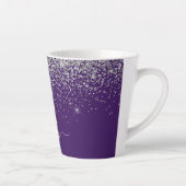 Tasse Latte Monogramme de Parties scintillant d'argent violet (Droite)