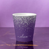 Tasse Latte Monogramme de Parties scintillant d'argent violet
