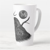 Tasse Latte Monogramme de Pleine lune de faucon (Angle droit)