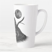 Tasse Latte Monogramme de Pleine lune de faucon (Droite)