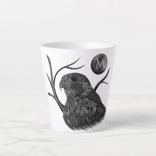 Tasse Latte Monogramme de Pleine lune de faucon