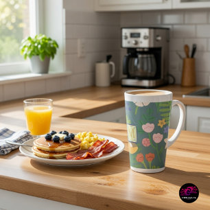 Tasse Latte Monogramme de printemps