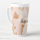 Tasse Latte Monogramme de vache blanche rose (Angle gauche)