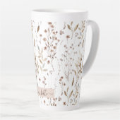 Tasse Latte Monogramme Delicate Fleurs sauvages Brown Feuilles (Angle droit)