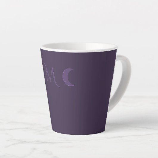 Tasse Latte Monogramme des lunes de croissant de violet poussi (Angle droit)