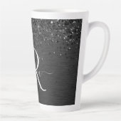 Tasse Latte Monogramme d'étincelle à Parties scintillant noire (Droite)