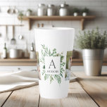 Tasse Latte Monogramme deux photos | Cadre de verdure personna<br><div class="desc">Monogramme deux photos | Cadre de verdure personnalisé</div>