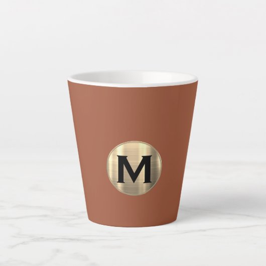 Tasse Latte Monogramme d'or métallique en terre cuite (Devant)
