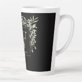 Tasse Latte Monogramme d'or noir Élégant vert moderne  (Droite)