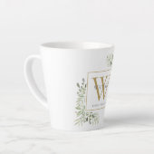 Tasse Latte Monogramme doré de verdure moderne Élégant (Angle gauche)