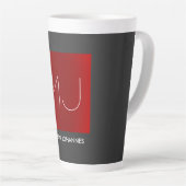 Tasse Latte Monogramme Elegant Red Grey Ajouter Nom Initiales (Angle droit)