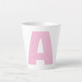 Tasse Latte Monogramme en gras avec point rose clair et blanc  (Devant)