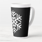 Tasse Latte Monogramme et gros flocon blanc sur noir (Angle droit)