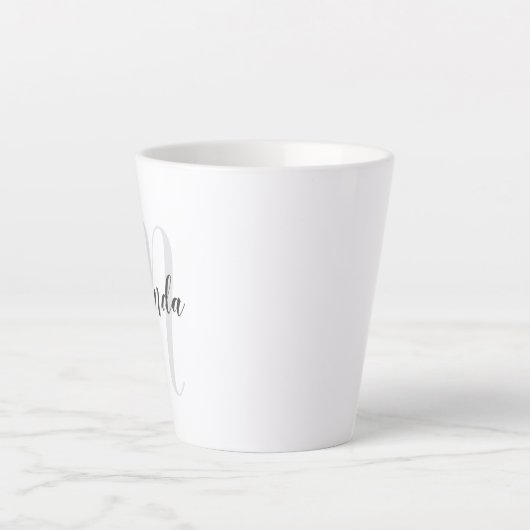 Tasse Latte Monogramme et nom de script moderne personnalisé (Devant)