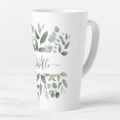 Tasse Latte Monogramme feuilles de verdure de eucalyptus vert  (Angle droit)