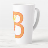Tasse Latte monogramme floral B lettre majuscule (Angle droit)