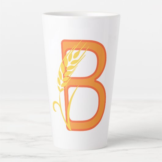 Tasse Latte monogramme floral B lettre majuscule (Devant)