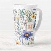 Tasse Latte Monogramme Floral Botanique Fleurs sauvages Plutôt (Angle droit)