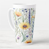 Tasse Latte Monogramme Floral Botanique Fleurs sauvages Plutôt (Angle gauche)