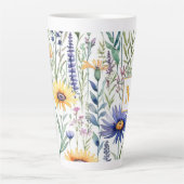 Tasse Latte Monogramme Floral Botanique Fleurs sauvages Plutôt (Devant)