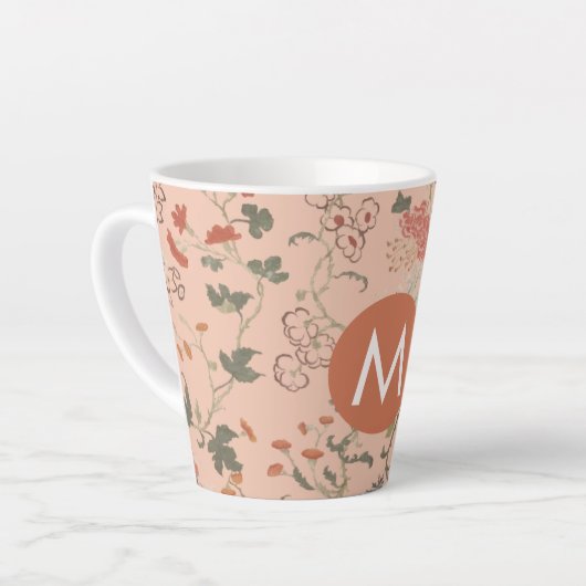 Tasse Latte Monogramme floral chic (Angle gauche)