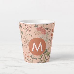 Tasse Latte Monogramme floral chic