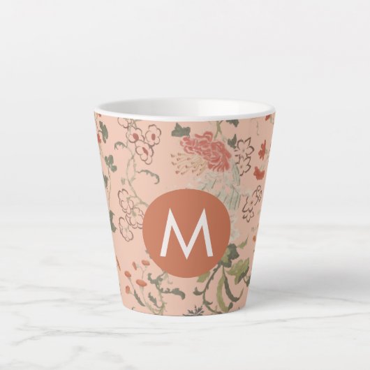 Tasse Latte Monogramme floral chic (Devant)