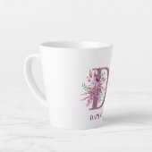 Tasse Latte Monogramme Floral Fleurs initiales Lilac et Lavand (Angle gauche)