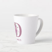 Tasse Latte Monogramme Floral Fleurs initiales Lilac et Lavand (Angle droit)