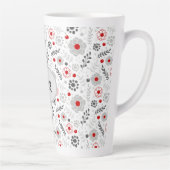 Tasse Latte Monogramme floral rouge gris moderne (Droite)