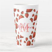 Tasse Latte Monogramme fraise Nom initial (Devant)