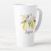 Tasse Latte Monogramme Fruits de citron Fleurs blanches Branch (Angle droit)