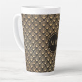Tasse Latte Monogramme Gatsby Style Ventilateur Motif Accueil (Angle gauche)