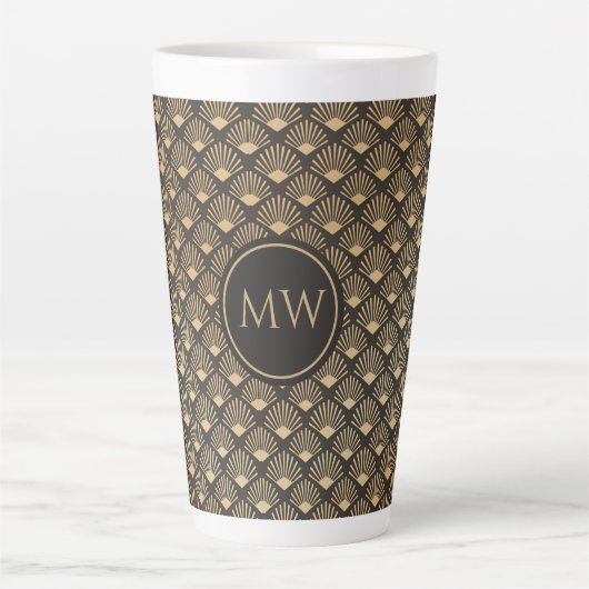 Tasse Latte Monogramme Gatsby Style Ventilateur Motif Accueil (Devant)