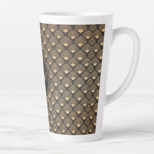 Tasse Latte Monogramme Gatsby Style Ventilateur Motif Accueil (Droite)