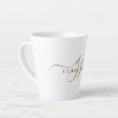 Tasse Latte Monogramme Gold Noir tendance Nom initial du scrip (Angle gauche)