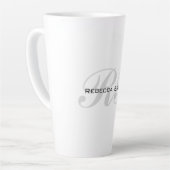 Tasse Latte Monogramme gris blanc Nom Initiales Simple Style (Angle gauche)