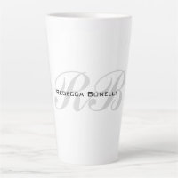 Monogramme gris blanc Nom Initiales Simple Style
