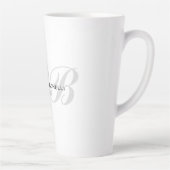 Tasse Latte Monogramme gris blanc Nom Initiales Simple Style (Droite)