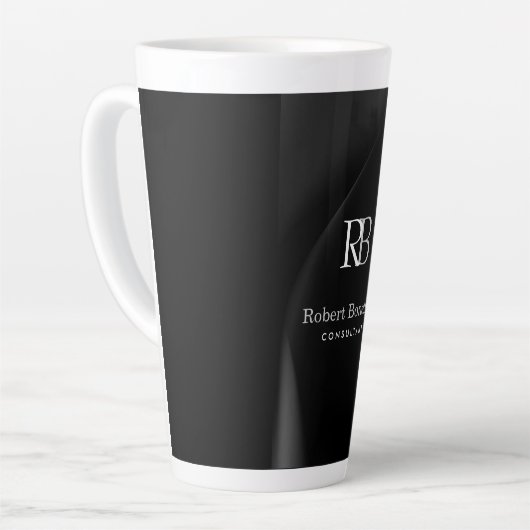Tasse Latte Monogramme gris moderne clair Nom initial (Angle gauche)